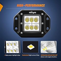 Nilight 2PCS 18W Flood Flush Mount LED Work Light