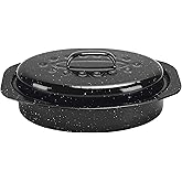ENAMORY Covered Oval Roaster, 13 inches, Black