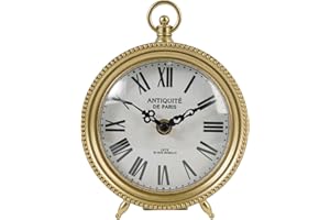 NIKKY HOME Gold Table Clock, Silent Non-Ticking Shelf Desk Top Clock Battery Operated Classic Design, Decorative Home Decor for Living Room, Fireplace Mantel, Desktop, Countertop