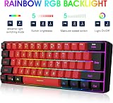 Snpurdiri 2.4G Wireless Gaming Keyboard and Mouse Combo 60 Percent Black Red view 5