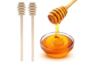 GIYOMI Wooden Honey Dipper Stick for Honey Jar Dispense Drizzle Honey,2 Pcs 6.3 Inch / 16cm Honey Dippers Sticks-Honeycomb Stick-Wooden Honey Spoon