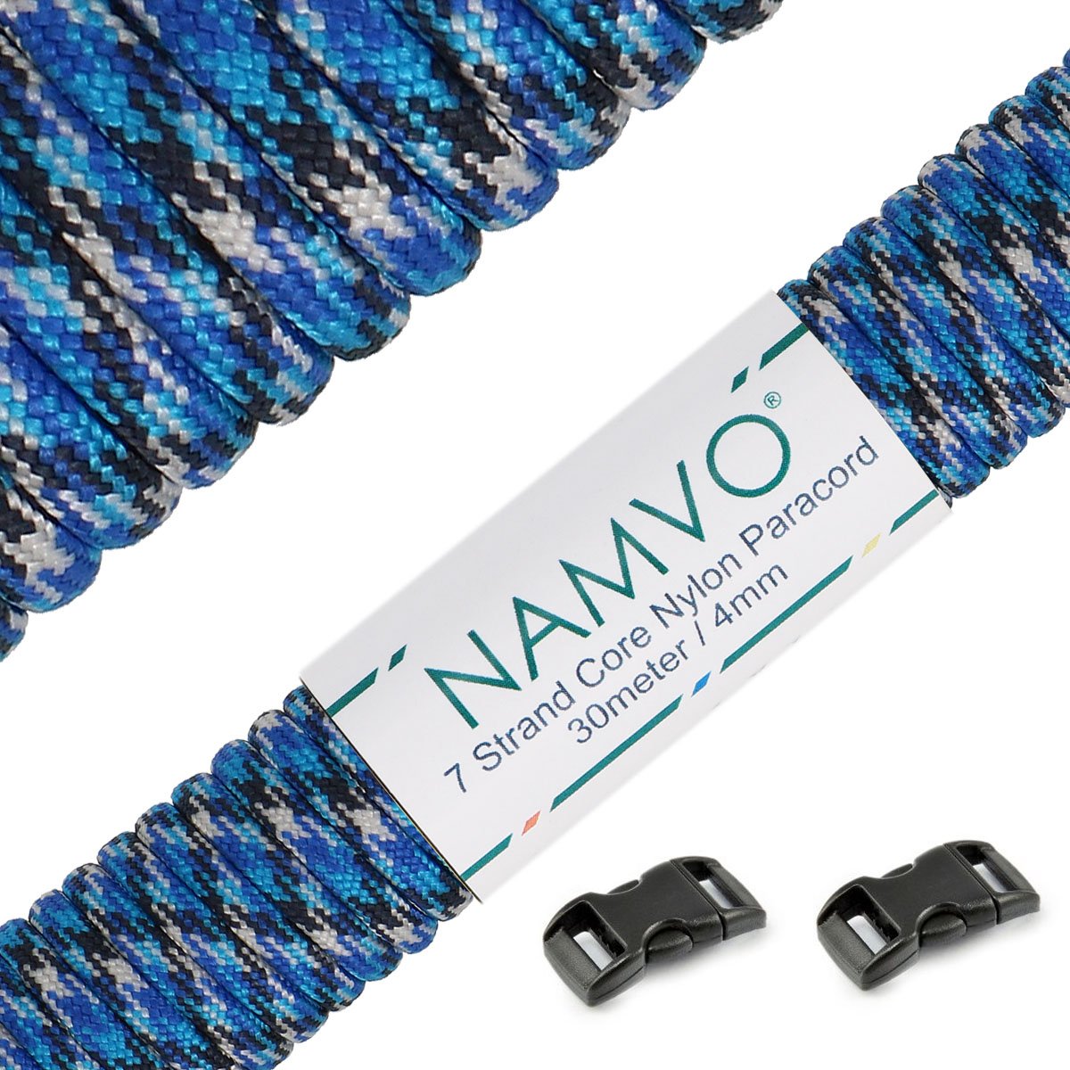 Namvo 550 Paracord Mil Spec Type III 7 strand parachute cord Total Length 100ft / 30 Meters, Ocean camouflage