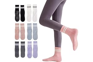 6 Pairs Non Slip Yoga Socks for Women, Anti-Slip Pilates Socks Women, Soft Grip Socks for Home Yoga Barre Dance