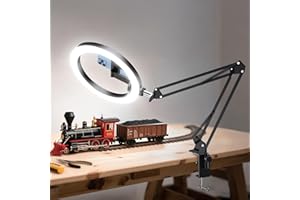 LUXSURE Ultra Bright 18W Ring Light for Desk with Overhead Phone Mount & Stable Phone Stand for Recording – Super Bright Lighting Ringlight for Artists/DIY Crafting/Repair Videos/Painting/Tutorial Recording