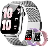 Trendia Smart Watches for Women, 1.83'' HD Fitness Tracker with Answer/Make Calls, Heart Rate/Sleep/SpO2 Monitor, 120+ Sport Modes, IP68 Waterproof, Compatible iPhone/Android Silver