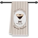 CosxHabitat Espresso Martini Gifts Kitchen Towels for Women Girls, Vintage Striped Cocktail Hand Tea Dish Towels for Kitchen Bathroom Decor, 16x24 Inches