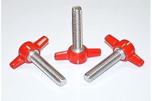 LOCEZY 5/16 x 1 Thumb Screw Thumbscrews Thumb Screws Stainless Steel Standard/Coarse RED Tee Wing Plastic Knob Thumb Screws Thumbscrew Stud 1" - Built in USA - Pack of (3)