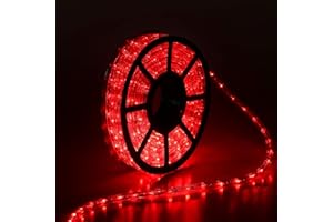 Buyagn 50Ft LED Rope Lights, Cuttable Outdoor String Lights Waterproof Decorative Lighting for Indoor/Outdoor Decorations, Eaves, Backyards Garden, Halloween and Christmas Decoration(Red)