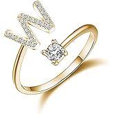 Niceter Women's Fashion Initial Rings-Gold Plated Initial Adjustable Ring (W)