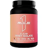 Rule 1 Clear Whey Isolate - 20g All-Whey Isolate Protein Mix, Over 9g EAAs, 90 Calories, Zero Sugar, Easy to Digest, Light, Crisp, and Refreshing Taste (27 Servings, Strawberry Lemonade)