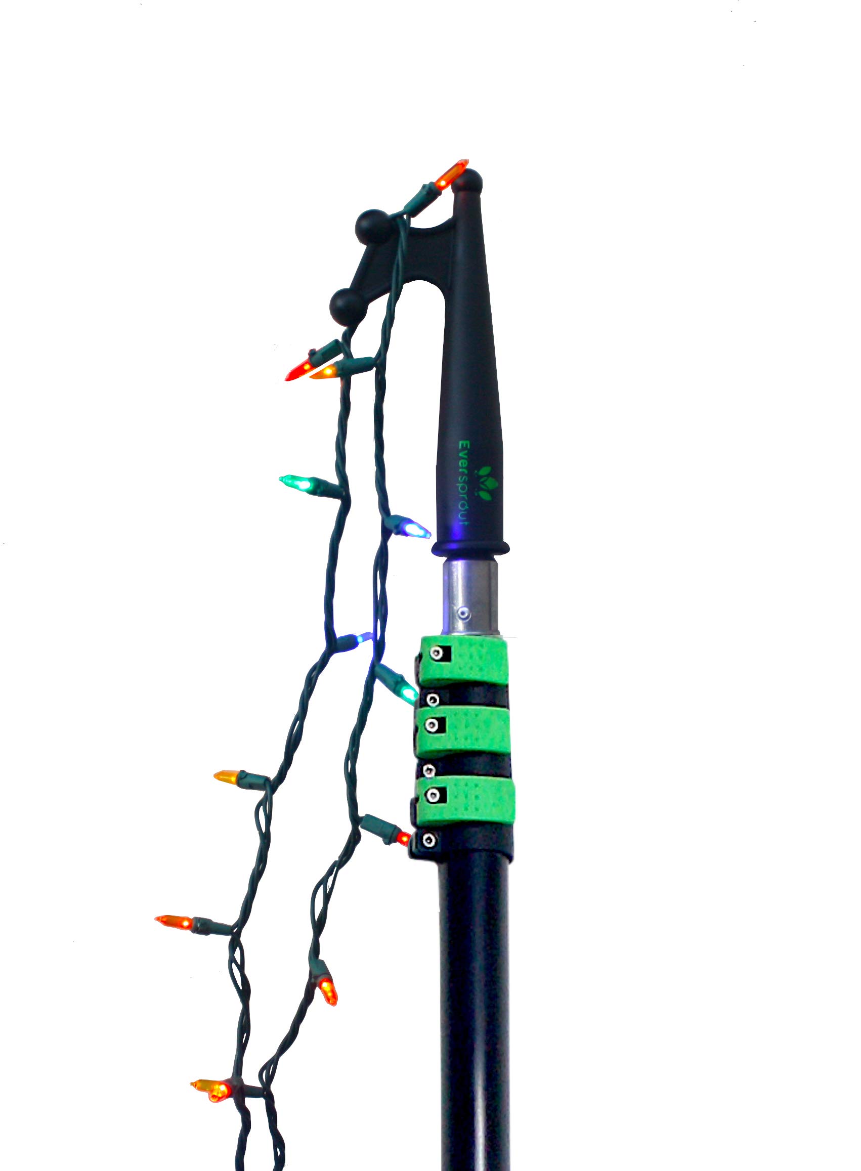 EVERSPROUT 7-to-25 Foot Utility Hook with Extension Pole (30 Foot Reach) | Installing and Hanging Christmas/String Lights, Birdfeeders, Reaching High Places | Heavy-Duty, Telescoping Extension Pole