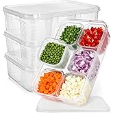 YIMITEE 4 Pack Salad Bar Container for Fridge, Plastic Food Storage Organizer with Lid, Stackable Refrigerator Bins with 24 Individual Removal Boxes, Reusable Meal Prep Container for Fruit, Vegetable