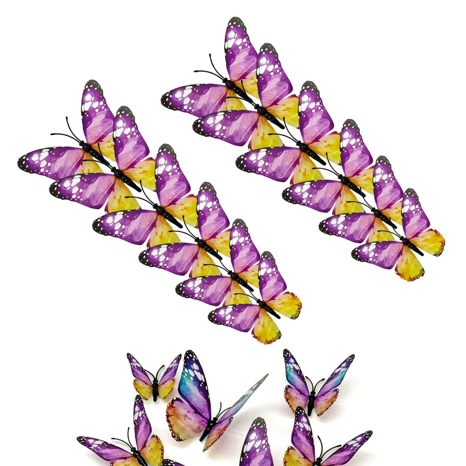 Photo 1 of 12pcs Monarch Butterfly Decorations, 3D Butterflies Artificial Refrigerator Wall Stickers for Home Decor, Realistic Crafts, Halloween, Birthday Party, Art Room, Fridge Celebration Favour(Purple)