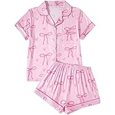 SEGT Women's Pajamas Set for Women Short Sleeve Button Down Sleepwear Cute and Fun Printed Pattern 2 Piece Loungewear