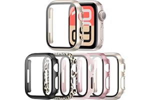 Haojavo 5 Pack Hard PC Case with Tempered Glass Screen Protector for Apple Watch 40mm SE 3 (2025)/SE 2/SE/Series 6/5/4, Scratch Resistant Bumper Protective Cover for iWatch 40mm Accessories