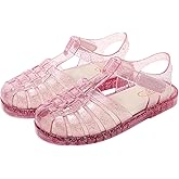 TANDEFLY Jelly Sandals for Girls,Closed Toe Princess Costume Summer Dress Shoes Fisherman Water Beach Rubber Sole Flat Sandals for Toddler Little Kid Big Kid