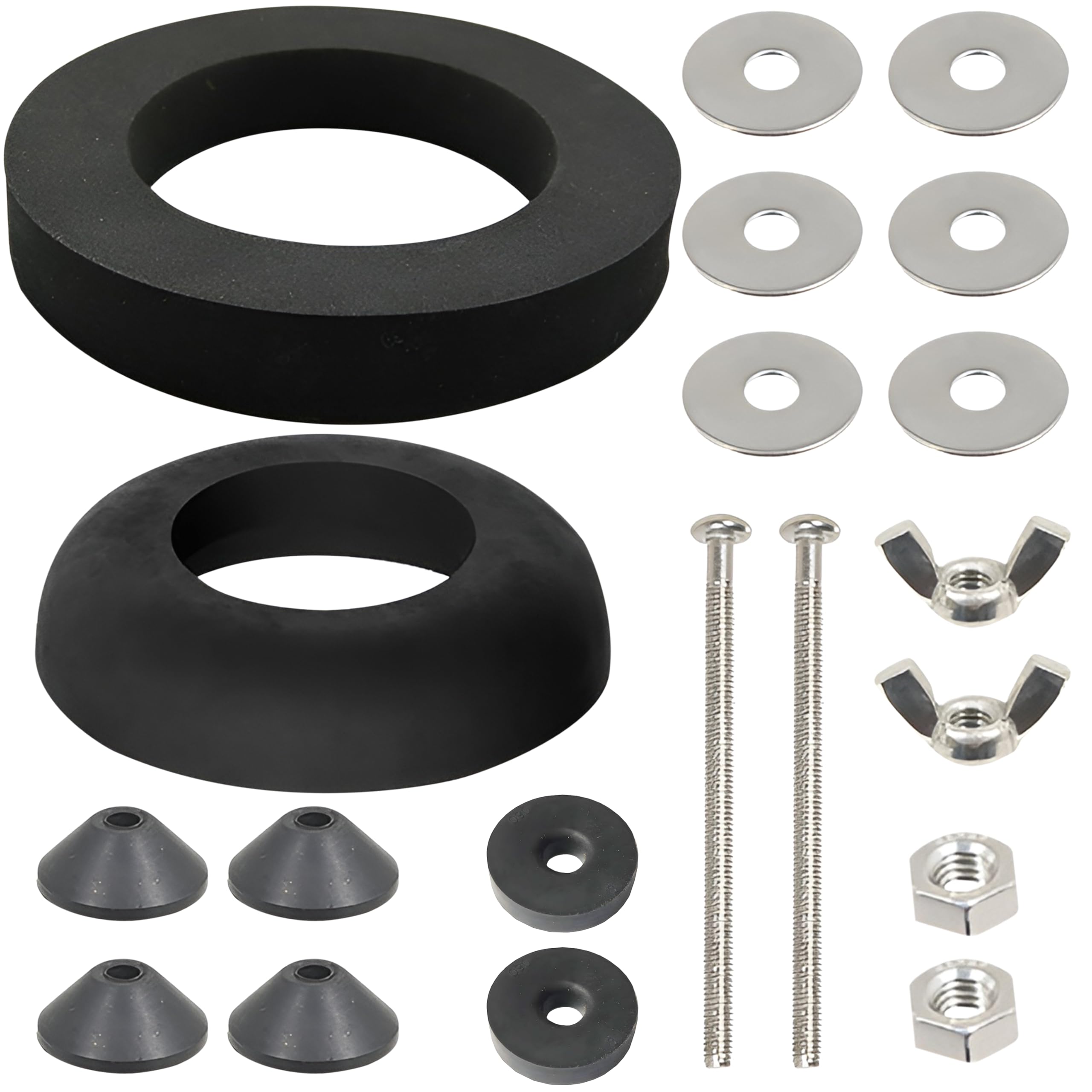Toilet Cistern Seal Kit, Stainless Steel, Bathroom Faucet Parts, Toilet Cistern Seal Kit 100mm M6 Bolt Through 1.5" Rubber Dome 2" Foam Washer Set