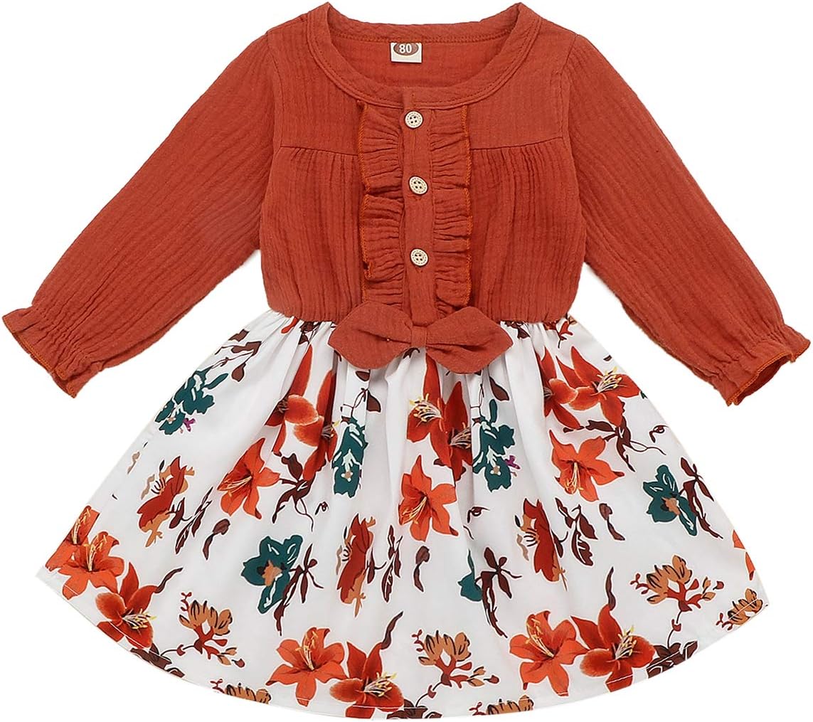 Newborn Baby Girl Clothes Baby Girl Dress Outfit Long Sleeve Floral Skirt Party Princess Dresses