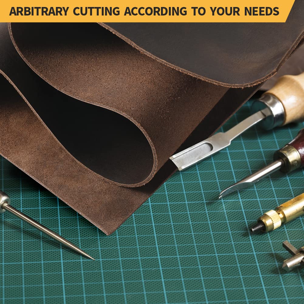 RingSun 12''X24'' Genuine Leather Sheets for Crafts (2mm), Full Grain Leather for Tooling Craft Sewing(Black Coffee)