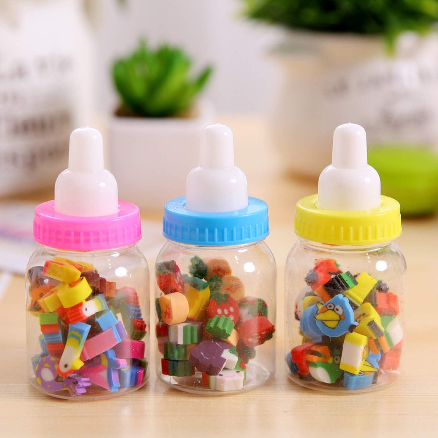 25 PCS/lot Mini Cute Kawaii Cartoon Birds Fruit Number Pencil Eraser Stationery School Rubbers Office Supplies Student Rewarding,Random style