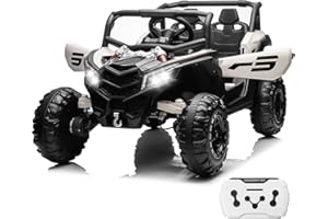 24V Ride On Car for Kids w/Remote Control, JOYRACER Battery Powered Off-Road UTV, 4x150W Motors,4 Shock Absorbers, 4.5 Mph Max Speed, Bluetooth, MP3, Lights, Electric Car for Big Kids