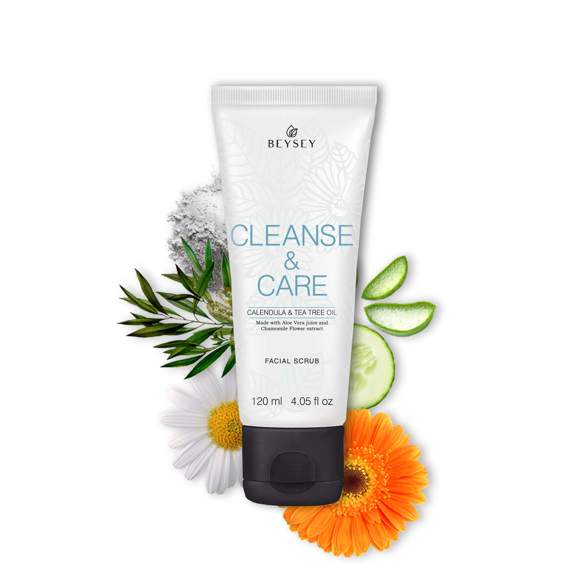 Beysey Clean & Care Facial Scrub with Aloe Vera, Tea Tree, Marigold and Chamomile 120 ml