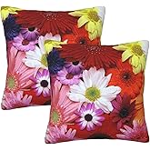 Coshatsu Colorful Floral Throw Pillow Covers Set of 2 Bright Daisy Flower Decorative Cushions Pillowcase for Bedroom Sofa Home Decor 18x18 Inch