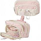 Vobomo Pencil Case Big Capacity Pen Holder Large Opening Pencil Pouch Box Cute Aesthetic Drawstring Pen Case (Strawberry Pink)