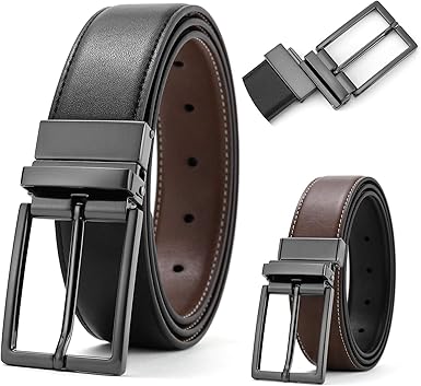 Men/'s New Casual Dress Leather Belt  w// Silver Color Buckle Double Stitched Edge