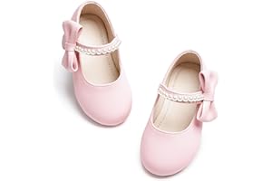 PHIRAMIN Toddler Flower Girl Glitter Dress Shoes Little Girl Ballet Flats Bow Wedding Party