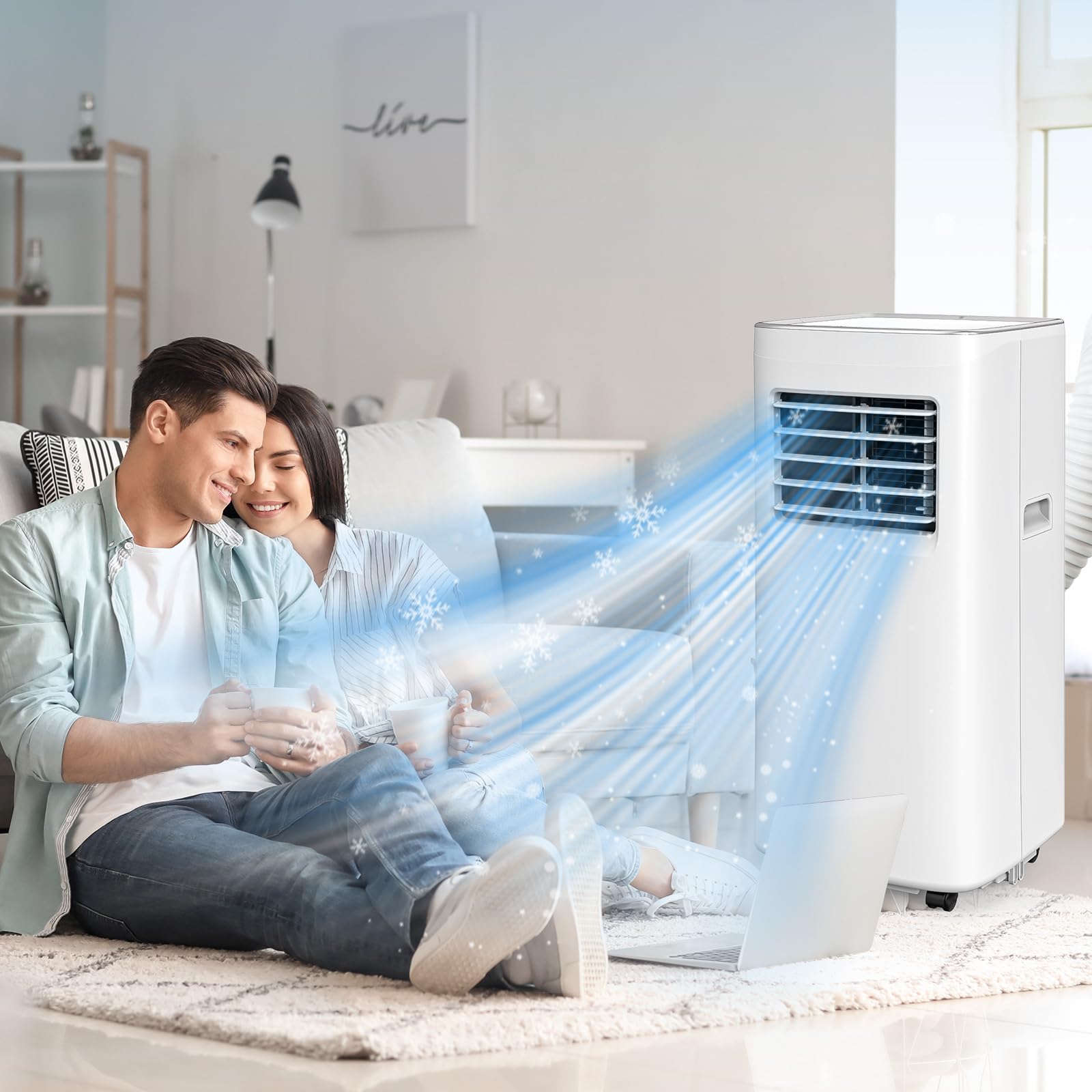Coolblus Portable Air Conditioner,8500 BTU Portable ac units up to 360 Sq.Ft,Portable ac units for Homeowner,Renter,family White