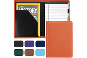 Gorbado Padfolio/Portfolio Binder, Mini Padfolio Portfolio Binder 5 x 8 Legal Writing Pad, A5 Document Organizer Folder for Women, Orange