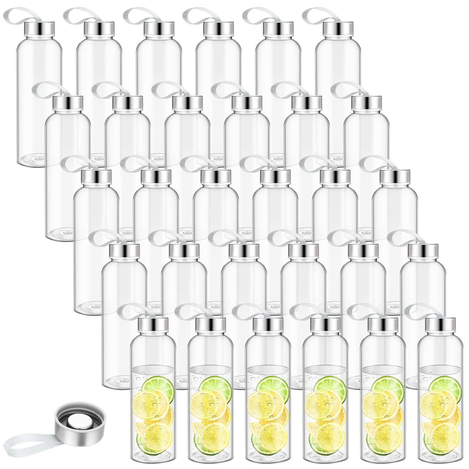 Photo 1 of Zubebe 40 Pcs 10 oz Water Bottles Bulk with Caps Plastic Reusable Shaker Juice Cups with Stainless Steel Leak Proof Lids Sensory Bottles Empty for Crafts Sport Team Gifts School Party Supply