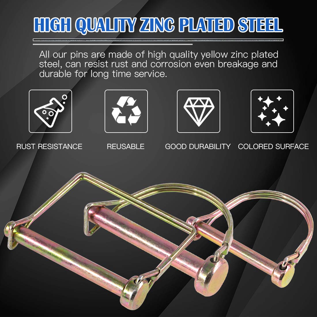 Glarks 20Pcs Heavy Duty PTO Pin Assortment Kit for Farm Trailers Wagons Lawn Garden: Industrial & Scientific