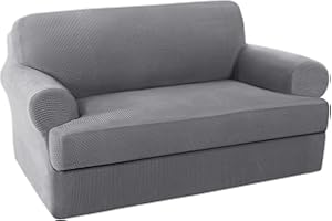 H.VERSAILTEX Loveseat Slipcover 2 Piece Stretch Loveseat Cover Couch Cover|Sofa Cover for Loveseat with Individual Seat Cushion Cover, Suit for T Cushion/Box Cushion (Loveseat 58"-70", Dove)