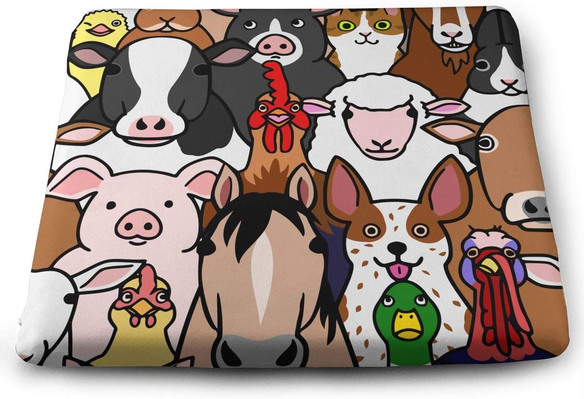 Amazon Com Xikewl Comfortable Square Chair Pad Doodle Farm Animals Faces Print Indoor Outdoor Warm Patio Seat Cushions 14 X15 For Outdoor Patio Furniture Garden Home Office Home Kitchen
