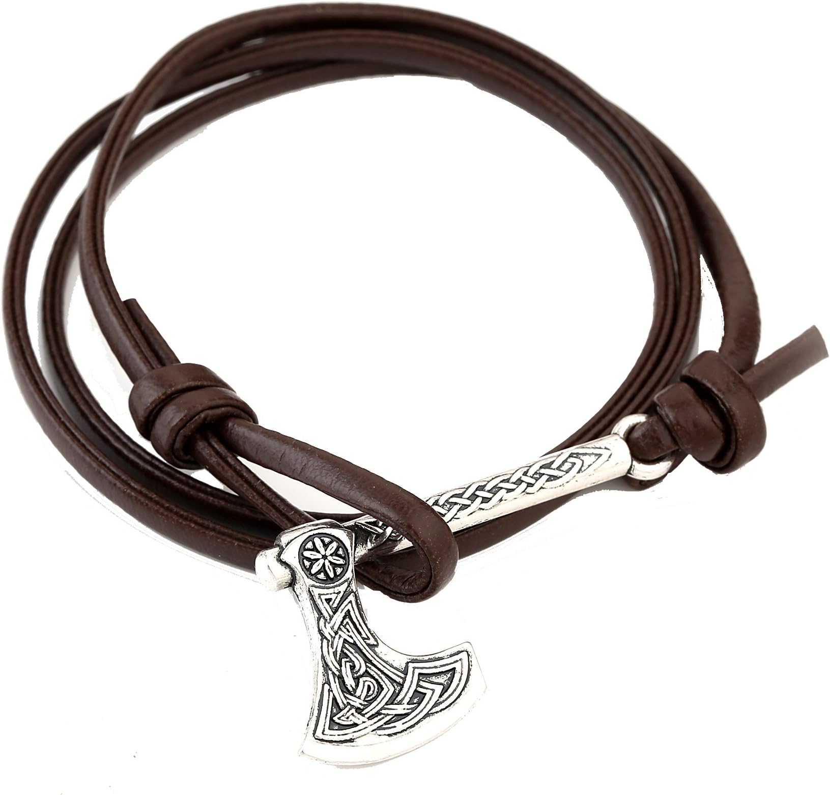 TEAMER Norse Viking Axe Handmade Multilayer Wrap Bracelet Irish Knot Amulet Jewelry
