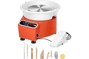 VIVOHOME Upgraded Compact 25CM LCD Touch Pottery Wheel Forming Machine, Electric Ceramic Clay Wheel with Foot Pedal and Detachable Basin, DIY Tools for Adults Beginners Orange