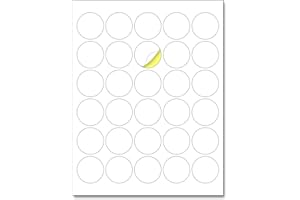 TOWNSTIX 1.5" Round Matte White Sticker Label, Laser/Inkjet Printing - Letter Size, 30 Sheets