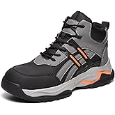 AUVYI Waterproof Work Boots For Men - Comfortable Steel Toe Boots Safety Wide Toe Shoes Non Slip Indestructible Construction Leather Work Shoes