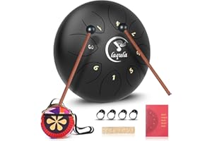 LAQULA Steel Tongue Drum 6 Inches 8 Notes Handpan Drum Percussion Instrument with Music Book Drum Mallets Carry Bag for Meditation Yoga Entertainment Musical Education