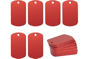StayMax Aluminum Blank Tags Stamping Blanks 25 Pack (Red)