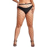 WDIRARA Women's Plus Size Fisnnet Stocking Patterned Tights High Waist Mesh Pantyhose