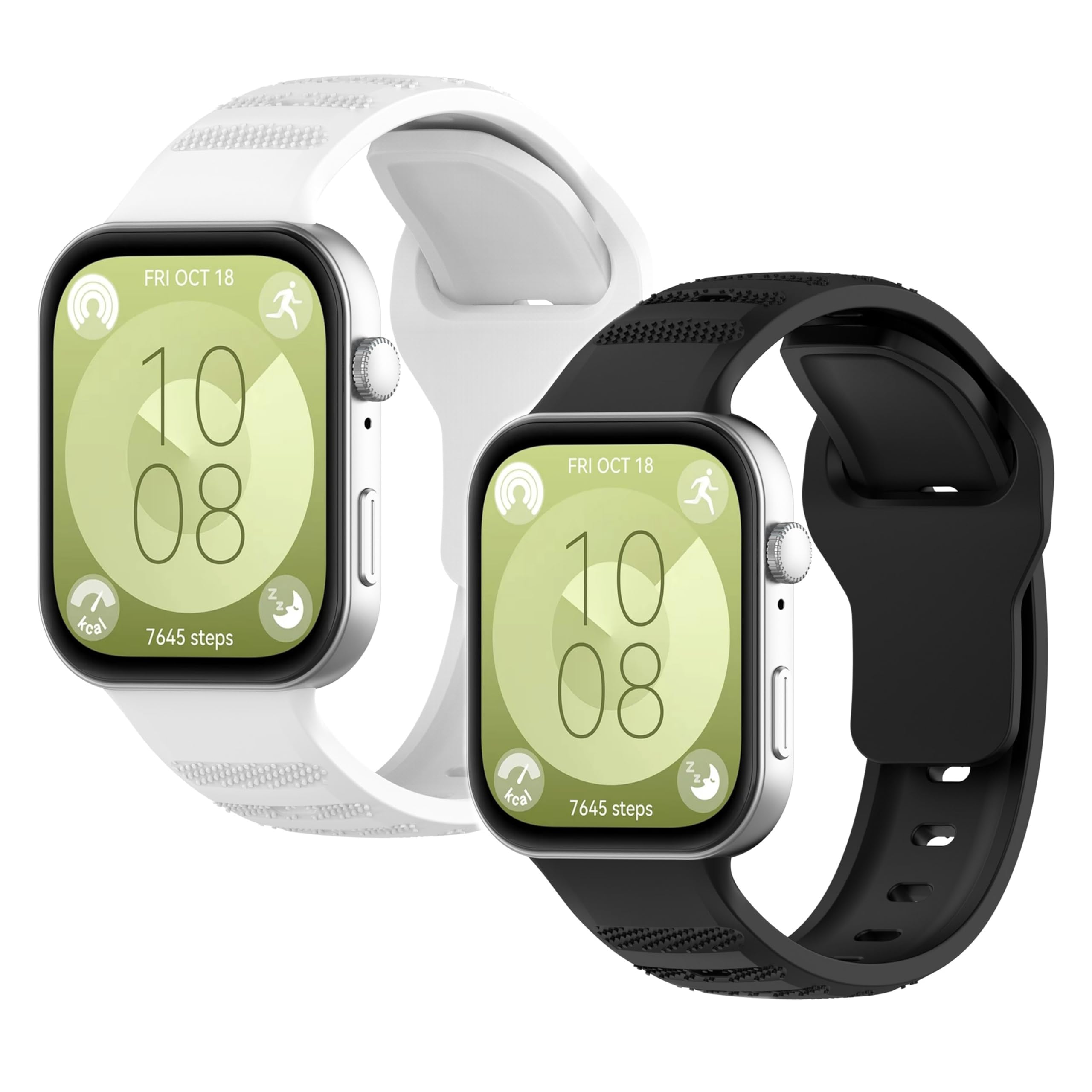 xhKJO 2 Pcs Smart Watchband for Huawei Watch Fit 3 Watch Strap, Silicone WatchBand Wrist Strap, Replacement Bracelet Wristband Wrist Strap for Huawei Watch Fit 3 Watch Accessoires (white black)