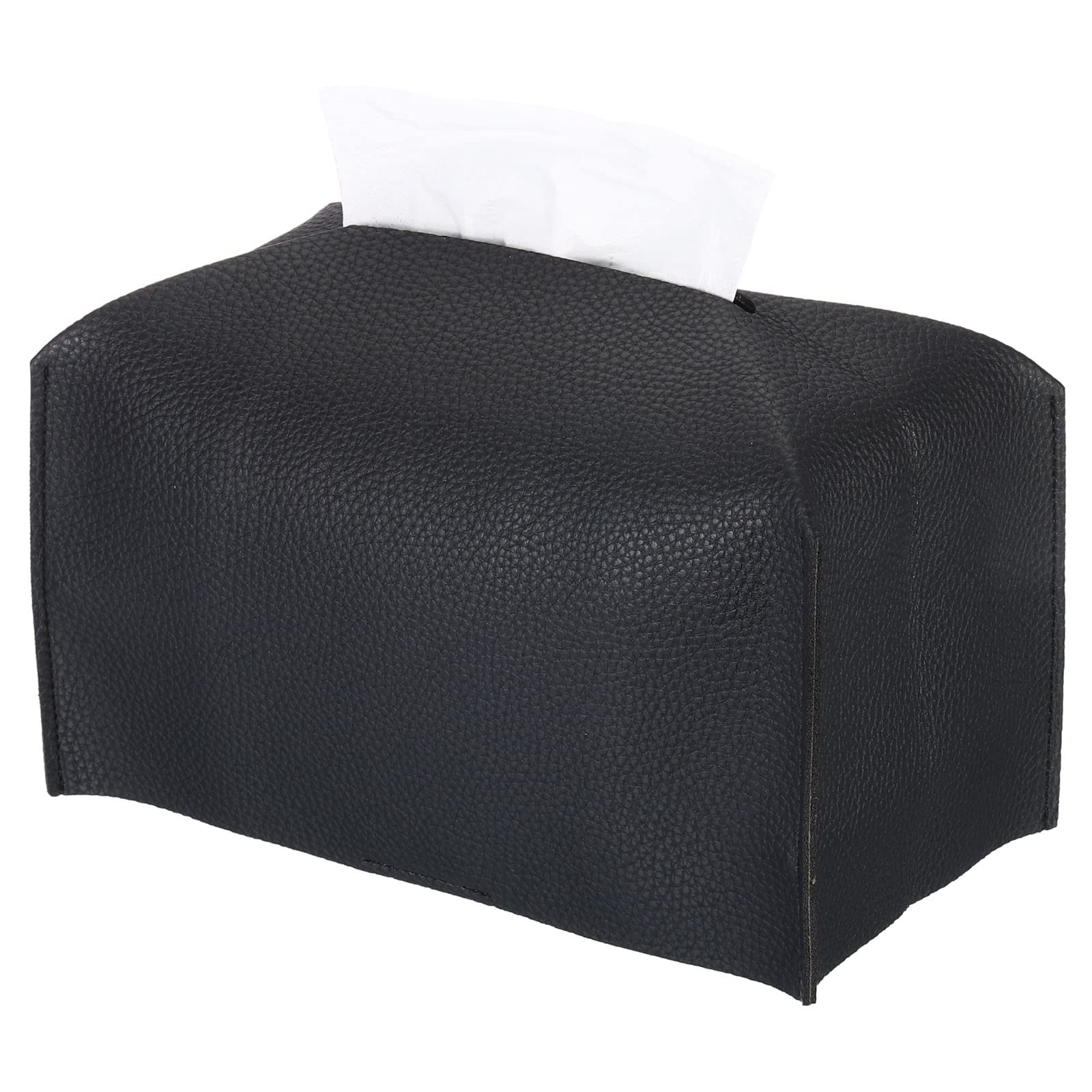 PATIKIL Tissue Box Cover 9.5"x5"x5", PU Leather Rectangular Decorative Holder Dispenser for Bathroom Countertop Office Desk Car, Black