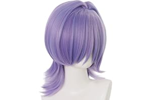 QHQ-SHININGLIFI Mysterious Purple Wig & 1 Wig Cap, Mixed Color Synthetic Hair for Cosplay Anime Costume Play Party, Comic-Con, Popular Hairstyle; 58ZSM