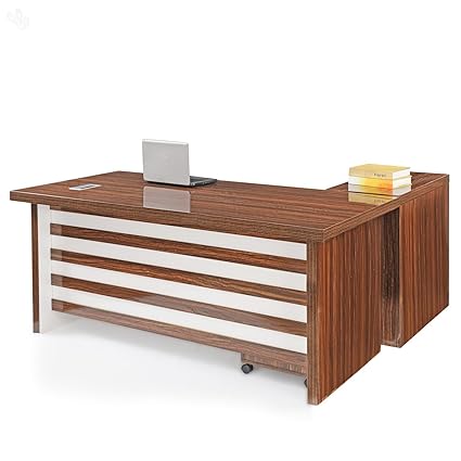 Royal Oak Larix Boss Table (White and Walnut)