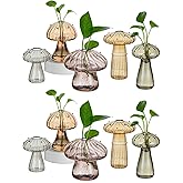 Hewory Glass Mushroom Propagation Stations: Set of 10 Unique Propagation Jars Glass Planter for Indoor Plants Home Decor - Amber Mushroom Vase Christmas Birthday Gifts for Plant Lovers Women Girls