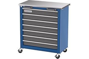 LARBANKE 7-Drawer Rolling Tool Chest with Key Locking System,Tool Chest with 360° Lockable Wheels and Four Padded Feet,can be Formed into a Large Workbench,Tool Storage Chest for Garage Workshops