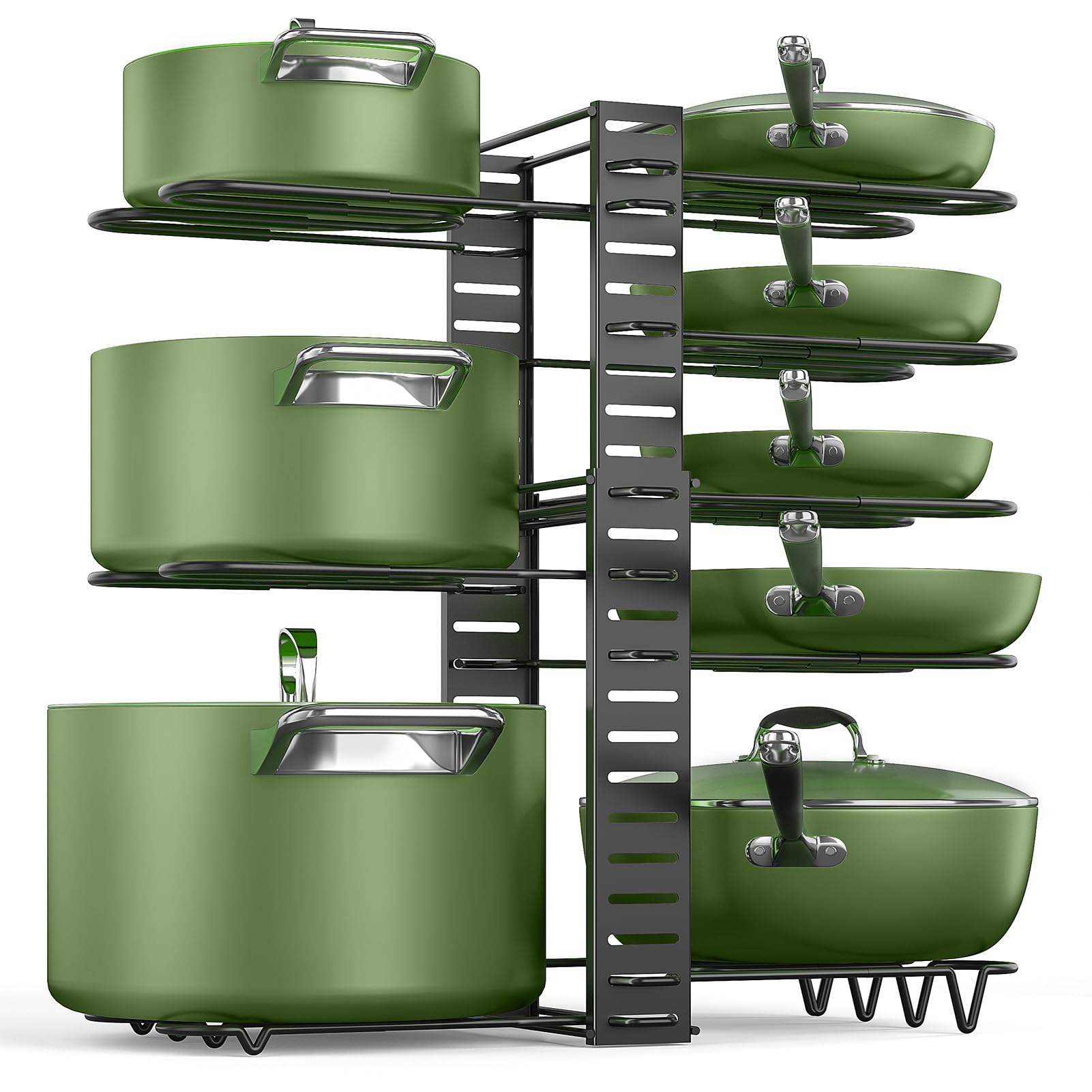 Photo 1 of ***(PARTS ONLY/ NON FUNCTIONAL)***MUDEELA Pots and Pans Organizer Rack for under Cabinet, 8-Tiers Adjustable Pot Rack with 3 DIY Methods, Expandable 11.65'' to 19" Pot Lid Organizer for Kitchen Pantry Cabinet Organization and Storage